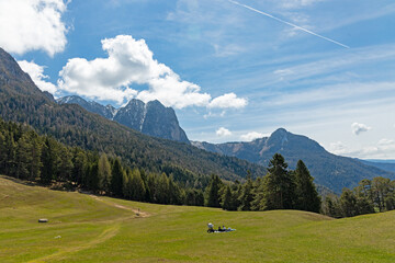 Fototapeta na wymiar landscape under the Schlern in South Tyrol