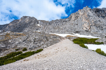 Landscape of the Hochschwab Mountains in the Northern Limestone Alps of Austria.