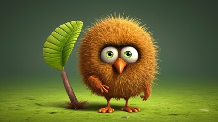 Smiling Kiwi Fruit: AI Cartoon Design