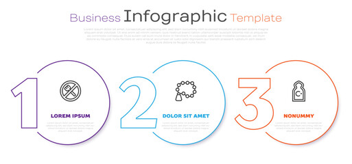 Set line Ramadan fasting, Rosary beads religion and Muslim Mosque. Business infographic template. Vector