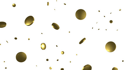 Golden serpentine confetti on transparent background. luxury isolated