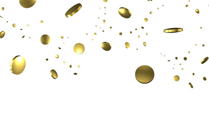 Glittering confetti on a transparent background. Holiday, birthday and Christmas decoration