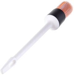 natural paint brush on a white background with a wooden handle