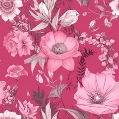 Fototapeten seamless pink floral oasis backgrounds © Jaaza