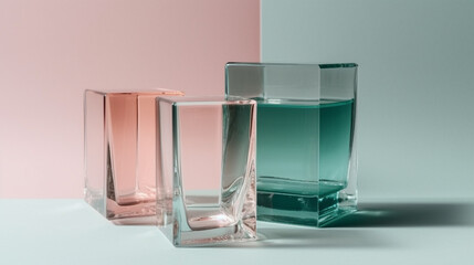 Pastel Glass Blocks against Light Background for Sophisticated Product Mock-Ups and Product Marketing - Generative AI
