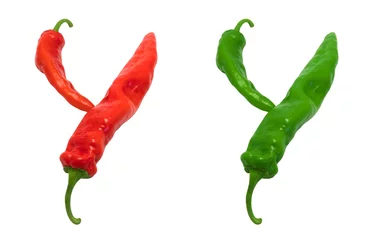 Foto op Plexiglas Hete pepers Letter Y composed of green and red chili peppers