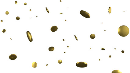 Golden serpentine confetti on transparent background. luxury isolated