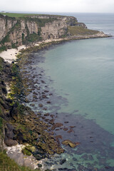 View of the cliff from the carrick-a-rede Rope bridge site - Giant causeway coastal road - Northern Ireland - UK