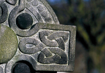 Detailed view of half a celtic cross - Graveyard - Great western road - Aberdeen - Scotland - UK