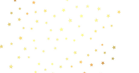 Banner with golden decoration. Festive border with falling glitter dust and stars.