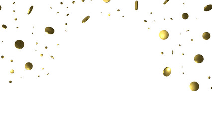 Golden serpentine confetti on transparent background. luxury isolated