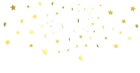 XMAS stars. Confetti celebration, Falling golden abstract decoration for party, birthday celebrate, - PNG transparent