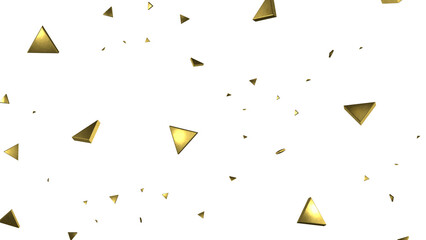 Golden confetti falling down isolated on transparent background.