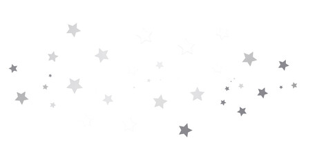 Silver star of confetti. Falling stars on a white background. Illustration of flying shiny stars. - png transparent