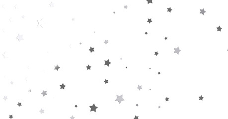 Silver star of confetti. Falling stars on a white - png transparent
