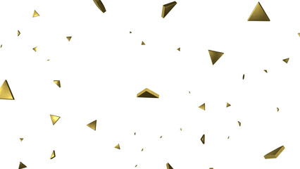 Golden confetti falling down isolated on transparent background.