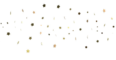 XMAS Stars - Banner with golden decoration. Festive border with falling glitter dust and stars.  (PNG transparent)