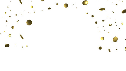 Golden serpentine confetti on transparent background. luxury isolated