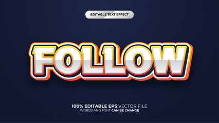 Obraz premium Follow 3d logo template editable text effect style template