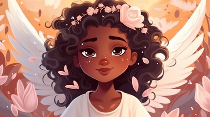 A cute angel with wings. Generative AI.