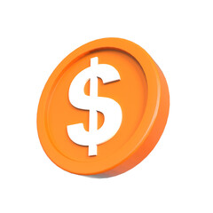 3d illustration USA dollar coin icon money 3d render