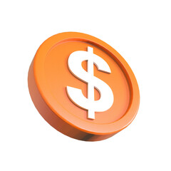 3d illustration USA dollar coin icon money 3d render