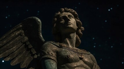 Angel statue with wings. Generative AI.