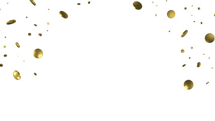 Golden serpentine confetti on transparent background. luxury isolated