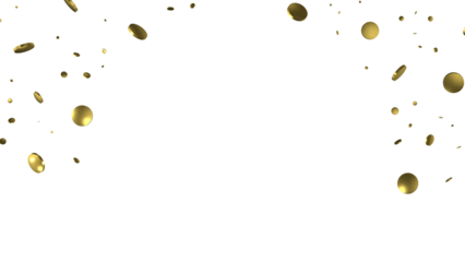 Golden serpentine confetti on transparent background. luxury isolated