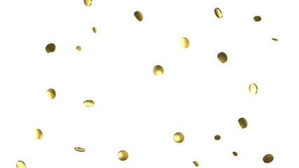 Glittering confetti on a transparent background. Holiday, birthday and Christmas decoration