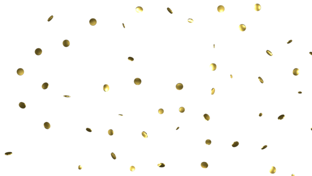 Glittering confetti on a transparent background. Holiday, birthday and Christmas decoration