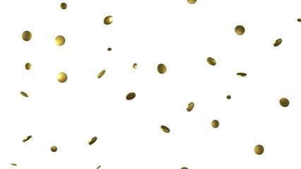Gold confetti background, isolated on transparent background