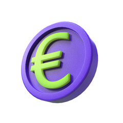 3d illustration euro coin icon money 3d render