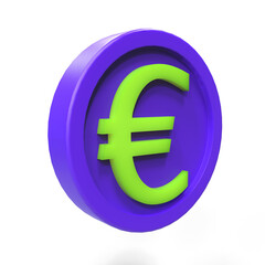 3d illustration euro coin icon money 3d render
