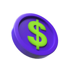 3d illustration USA dollar coin icon money 3d render