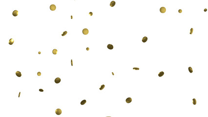 Gold confetti background, isolated on transparent background