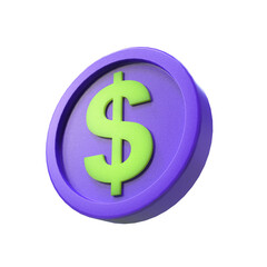 3d illustration USA dollar coin icon money 3d render
