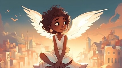 A cute angel with wings. Generative AI.