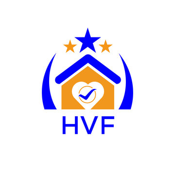 HVF House logo Letter logo and star icon. Blue vector image on white background. KJG house Monogram home logo picture design and best business icon. 
