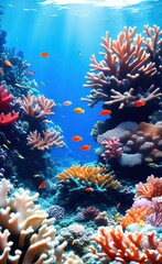 Naklejka na ściany i meble Realistic underwater background with corals
