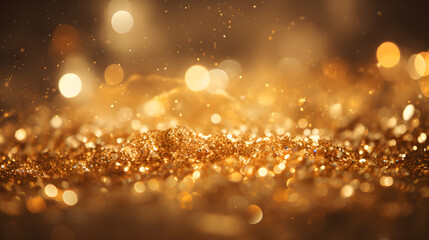 Fototapeta na wymiar Golden lights festive bokeh sparkling background