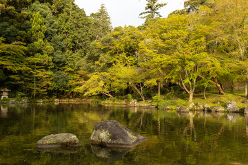 Pond at Naritasan Shinsho-ji temple in Narita, Japan. 