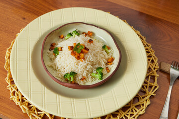 rice and salad