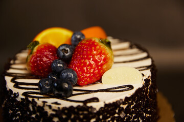 Chocolate cake with summer berries.