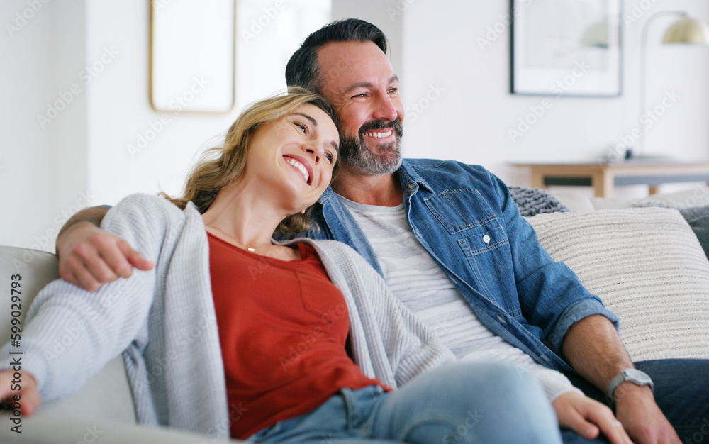 Canvas Prints This feels so good. an affectionate couple relaxing together at home.