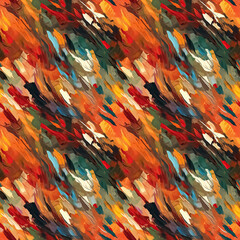 Abstract modern art oil or acrylic paint brush strokes textured seamless pattern. Generative AI.