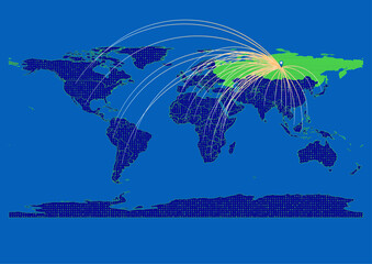 Vector Russia map, map of Russia for  emphasizing export, technology, trade and innovation. Enhance presentations and marketing materials. Ideal for businesses, entrepreneurs.