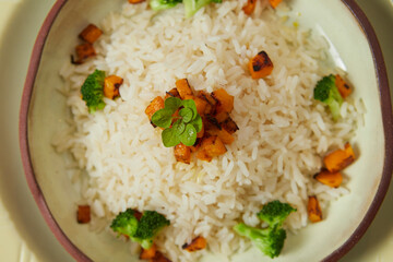 rice and salad