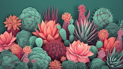 Variety of cacti and succulents for home decor. Generative Ai