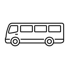 Bus icon. Black contour linear silhouette. Side view. Editable strokes. Vector simple flat graphic illustration. Isolated object on a white background. Isolate.
